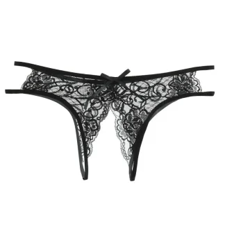 Open Crotch Black Lace Panties